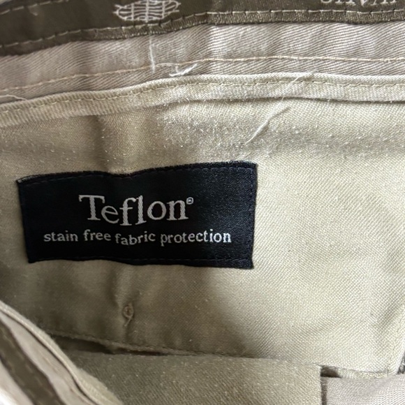Savane Mens Khaki Chino Pants Teflon Cotton Straight Leg Size 34x30 Flat Front - Picture 4 of 9